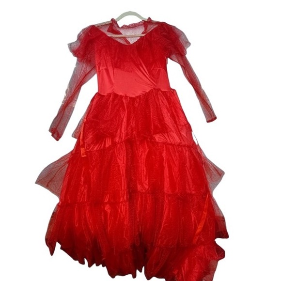 Beetlejuice‎ Lydia Deetz Red Wedding Dress Veil Costume Adult medium 8-10 - Picture 10 of 10